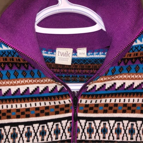 Simons | High Neck Zip Up Sweater | Multicolour - Picture 4 of 5